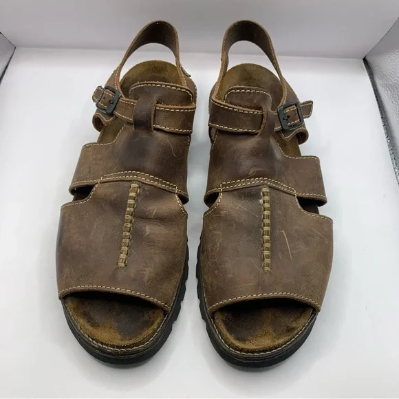 NAOT vintage fishermen open toe grandma core size 9-9.5 brown leather slingback - Picture 2 of 8